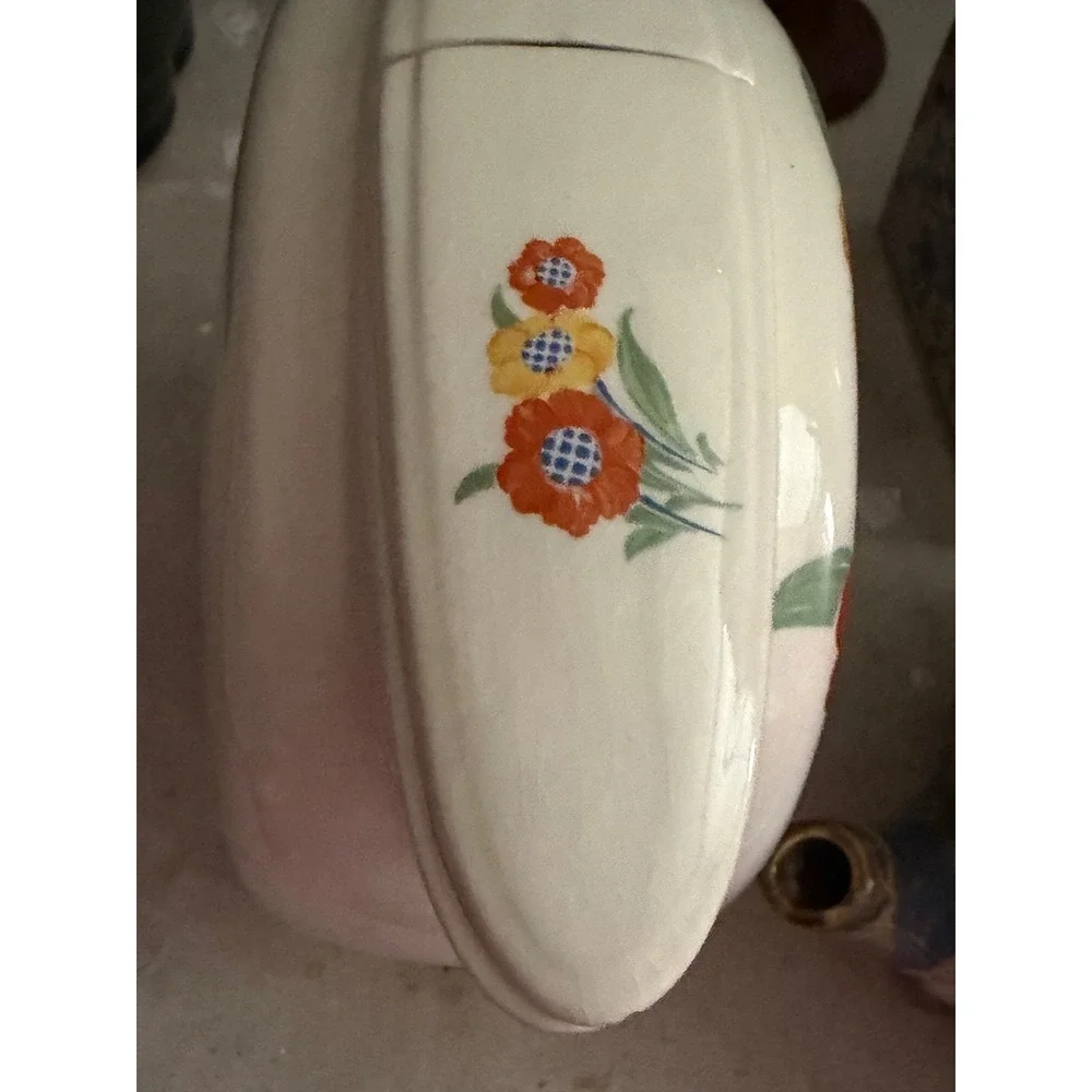Vintage Pottery Guild Hostess Ware Ceramic Pitcher Floral Art Deco Mid Century
